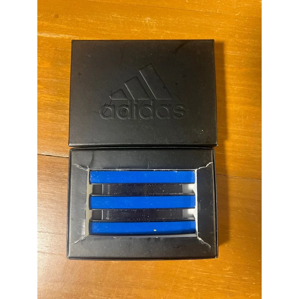 Adidas Three Stripe Belt Buckle Blue Black Rectangular Metal‎ Accessory with Box